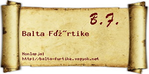 Balta Fürtike névjegykártya
